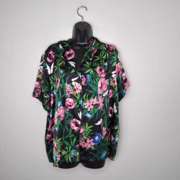 Victoria's Secret Floral Satin Tropical Rose Garden Coquette Pajama Top XXL - Picture 3 of 9